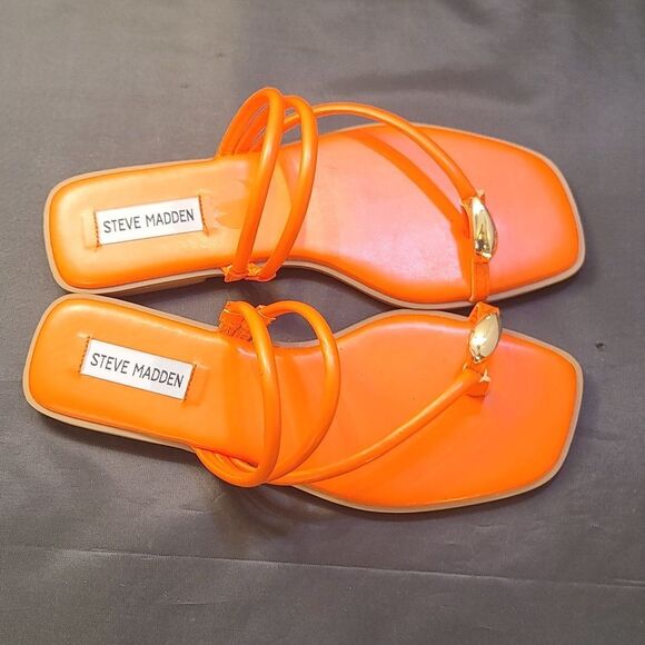 BRAND NEW STEVE MADDEN VIBANT ORANGE WOMENS SANDAL S R3 - Picture 4 of 16